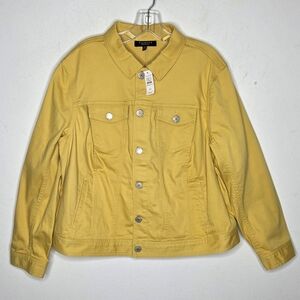 Talbots NWT Trucker Jean Jacket Woman Petite 2XP Yellow Classic Casual Stretch